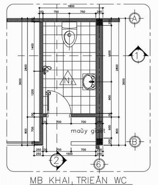 mặt cắt nhà vệ sinh
